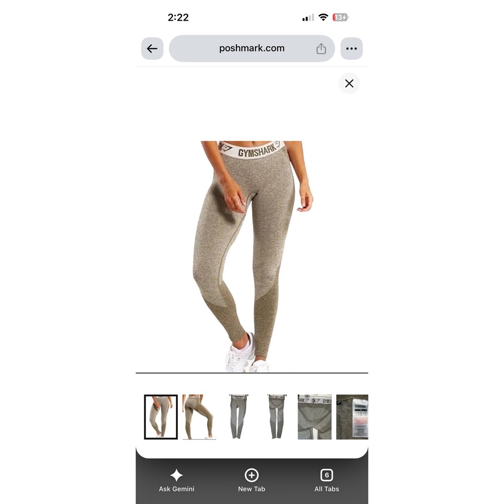 Gymshark Flex High Waisted Leggings Olive Green Khaki Marl Small
